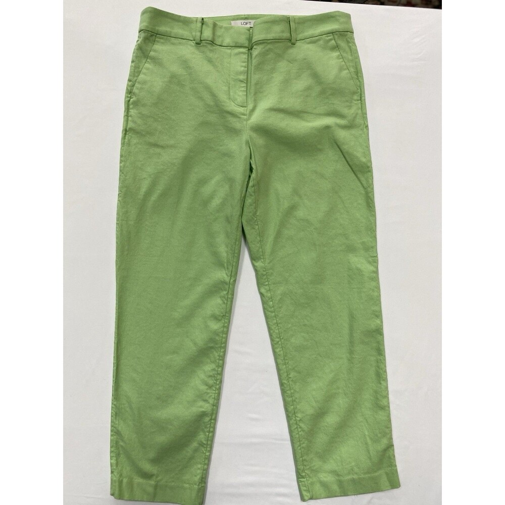 LOFT The Riviera Slim Pants Womens 10 Green Chino Ankle Trousers Career Casual